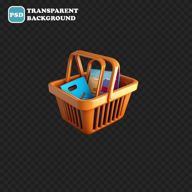 PSD shopping basket isolated 3d render illustration