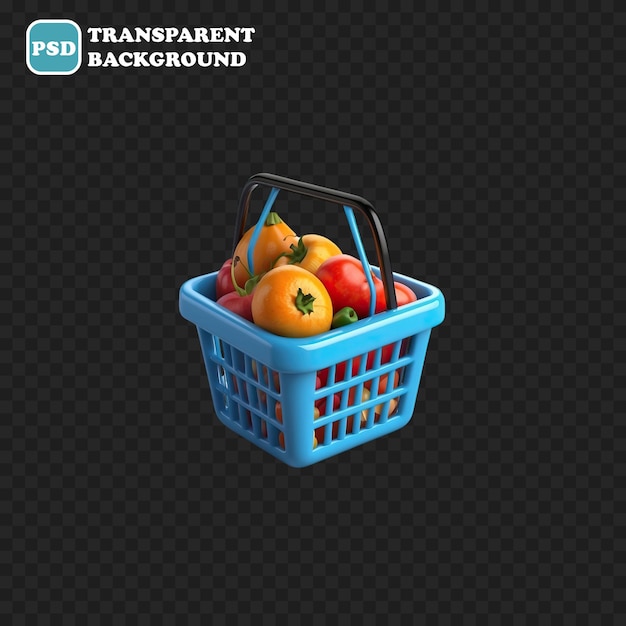 PSD shopping basket isolated 3d render illustration