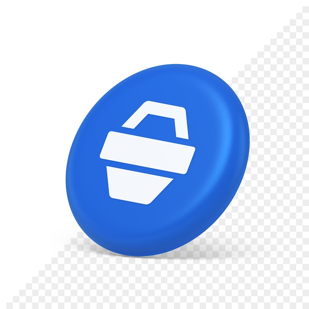 Shopping basket online store button commercial market checkout web app design 3d side view icon