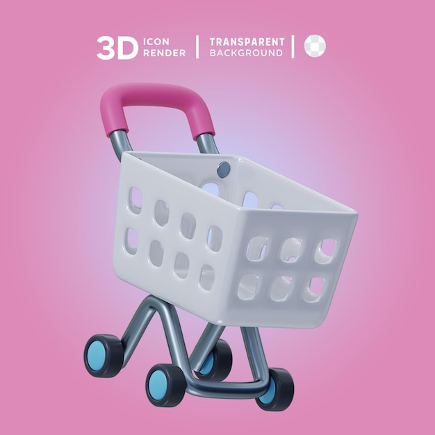 Shopping cart 3D illustration rendering 3D icon colored isolated