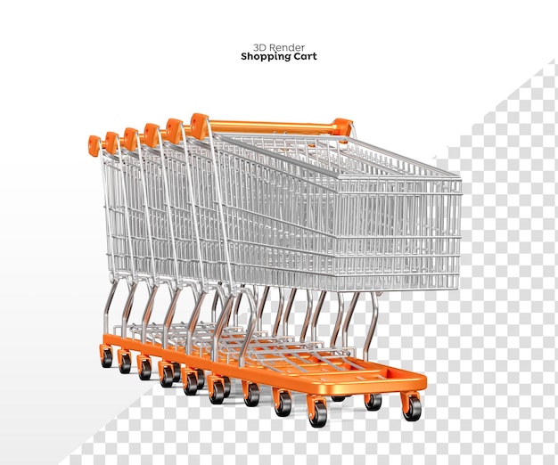 Shopping Cart 3D Render Isolated