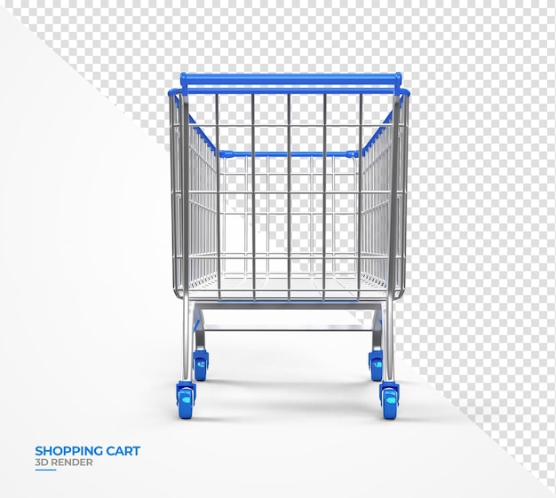 Shopping cart 3d render realistic transparent