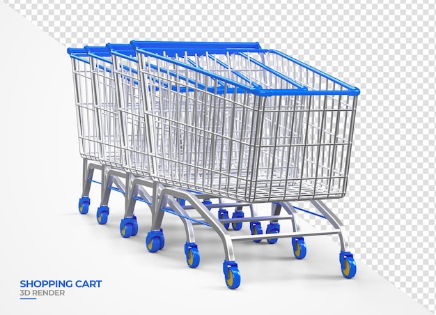 Shopping cart 3d render realistic transparent