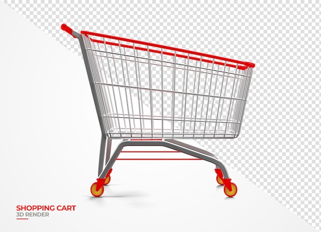 Shopping cart 3d render realistic transparent