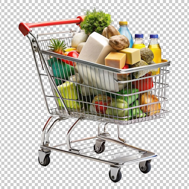 shopping cart full of goods Shopping cart full of goods isolated on transparent background