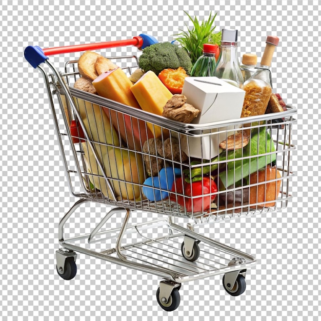 shopping cart full of goods Shopping cart full of goods isolated on transparent background