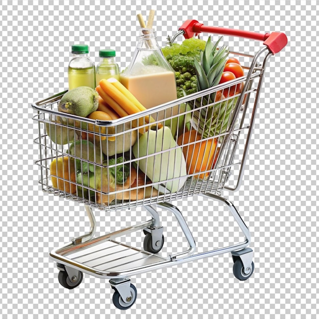 shopping cart full of goods Shopping cart full of goods isolated on transparent background