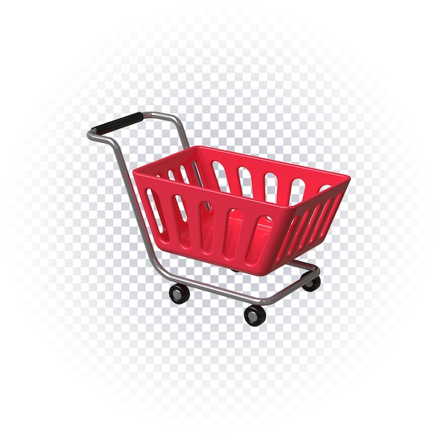 Shopping cart icon 3d render isolated