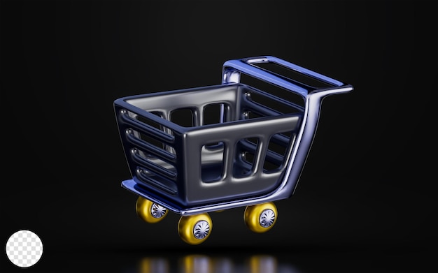 shopping cart sign on dark background 3d render concept for marketing product verities