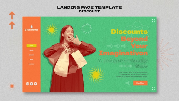 PSD shopping discounts landing page template