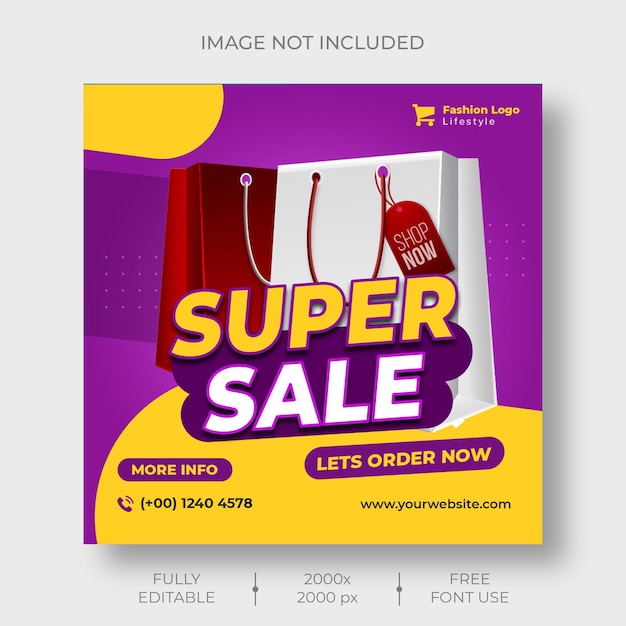 PSD shopping flash sale fashion sale blessing friday social media poster instagram post psd template