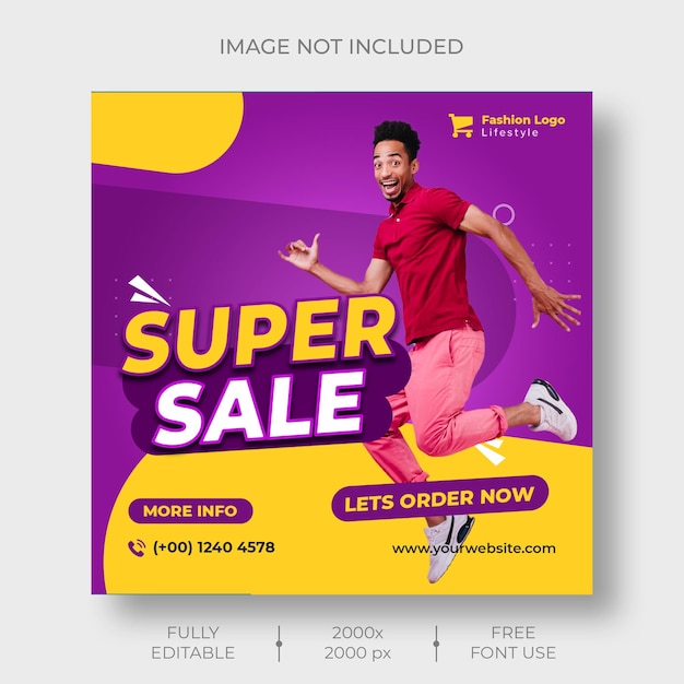 PSD shopping flash sale fashion sale blessing friday social media poster instagram post psd template