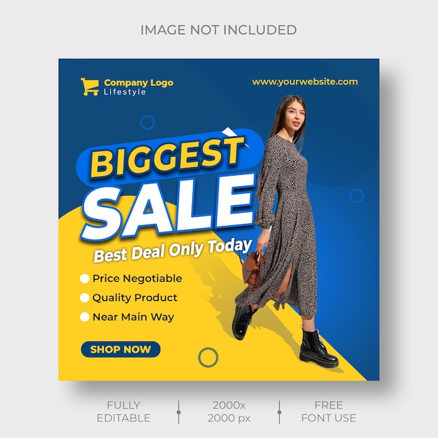 PSD shopping flash sale fashion sale blessing friday social media poster instagram post psd template