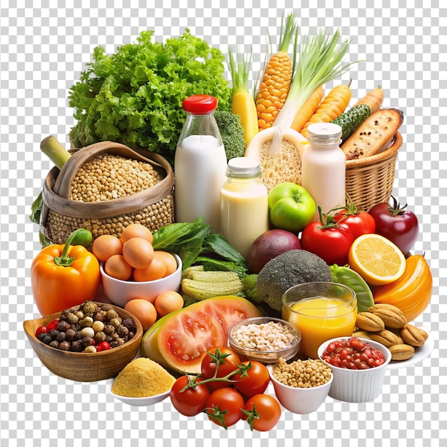 PSD shopping healthy food isolated on transparent background