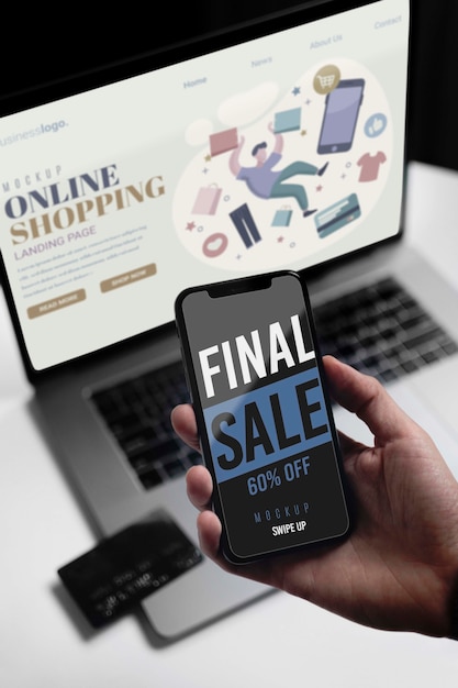 PSD shopping online on laptop and mobile