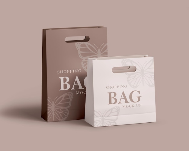 Shopping Paper Bag Front Side Mockup