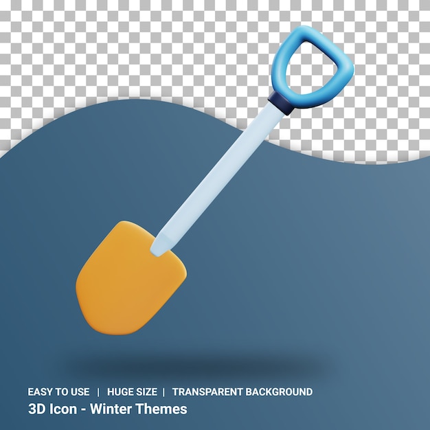 Shovel 3d illustration with transparent background