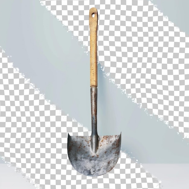 a shovel is standing in front of a white and black background