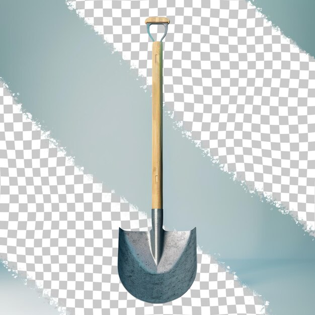 PSD a shovel with a wooden handle is being used to measure the direction of a hammer