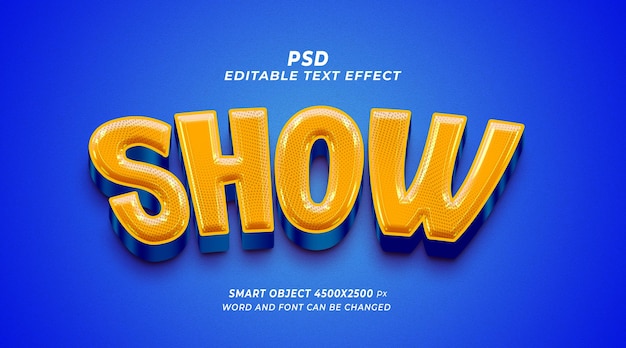 Show 3d editable text effect PSD template with cute background