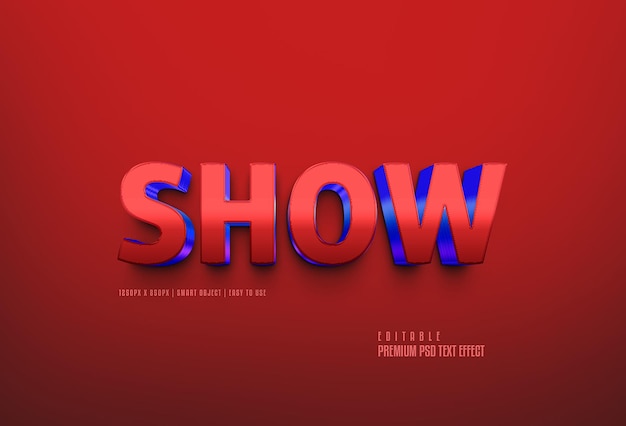 Show red blue editable premium psd text effect