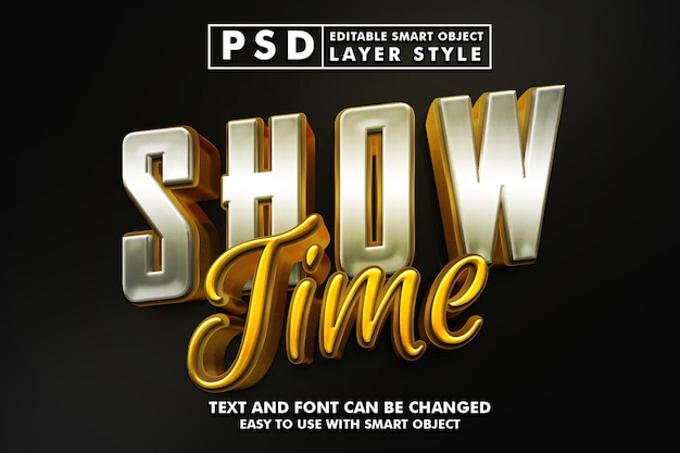 Show time 3d realistic text effect premium psd