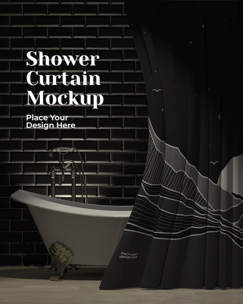 PSD shower curtain mockup deisgn