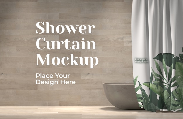 Shower curtain mockup indoors