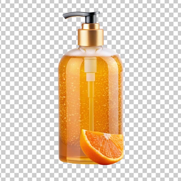 PSD shower gel with an orange label transparent background