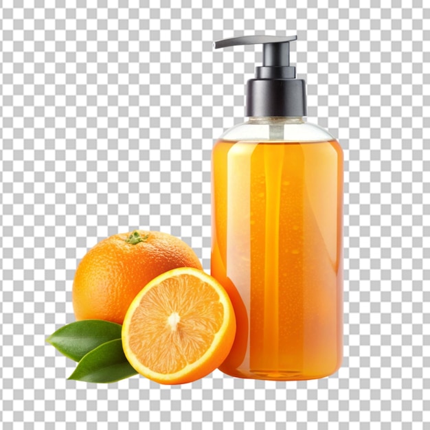 PSD shower gel with an orange label transparent background