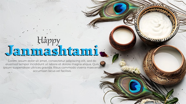 shree krishna janmashtami indian festival greeting background