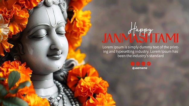 shree krishna janmashtami wishes card design