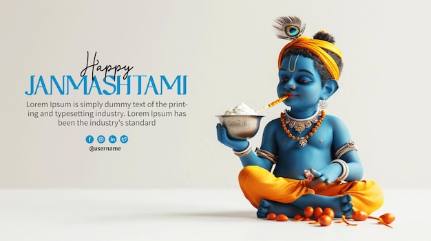 shree krishna janmashtami wishes card design