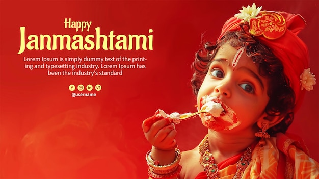 shree krishna janmashtami wishes card design