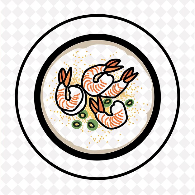 PSD shrimp and grits food icon with a bowl of grits topped with flat illustration food vector design