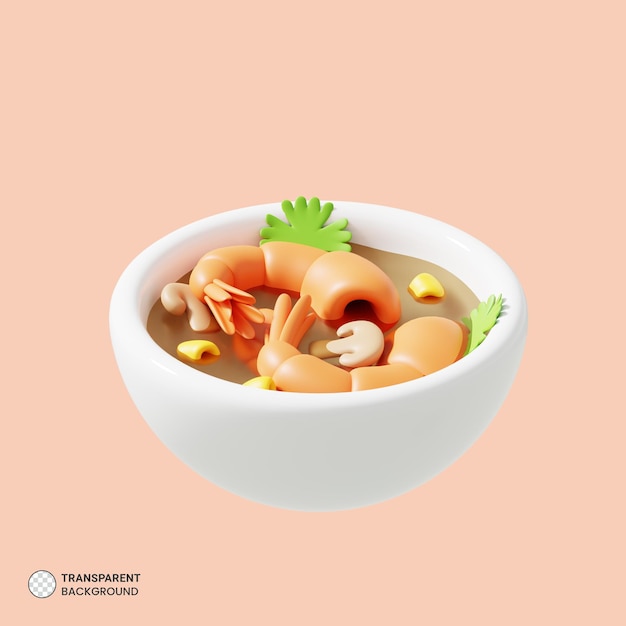 Shrimp soup Icon Isolated 3d render illustration