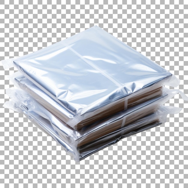 PSD shrink wrap packaging on transparent background