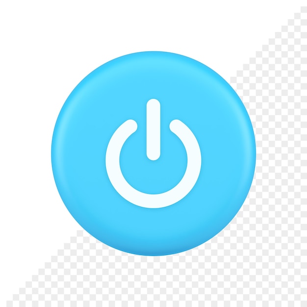 Shutdown turn on off button energy switch power start stop web app design 3d realistic icon