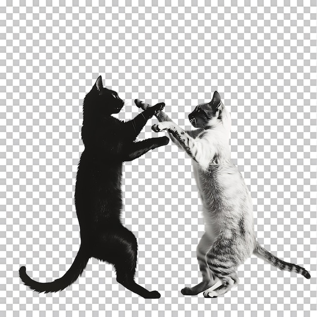 PSD siamese fighting alternating black and white over transparent background ai generated