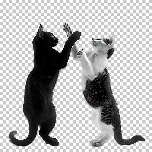 PSD siamese fighting alternating black and white over transparent background ai generated