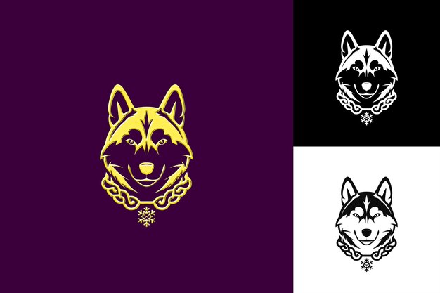 PSD siberian husky icon captivating dog face with a wolf like ex illustration animal vector art design