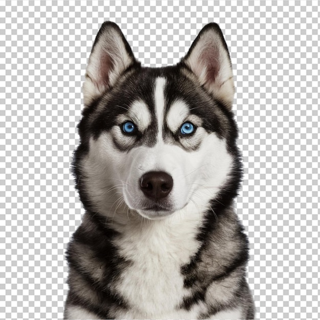 PSD siberian husky with piercing blue eyes isolated on transparent background