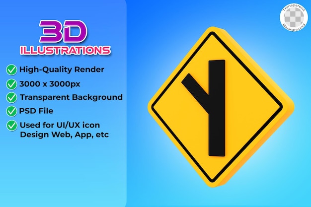 Side Road Intersection Sign 3d illustration