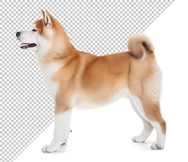 Side view of an Akita inu on isolated background