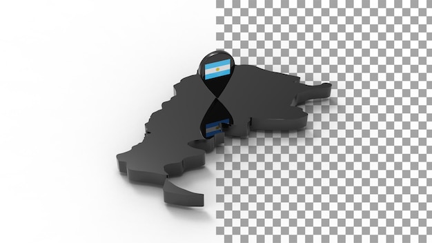 PSD side view of argentina map 3d render