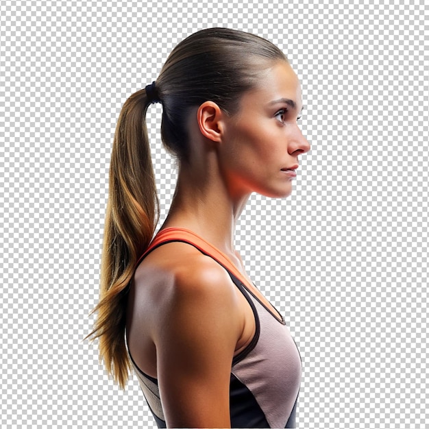 side view of a athlete women on transparent background