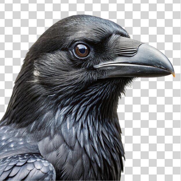 side view of a carrion crow portrait isolated on transparent background