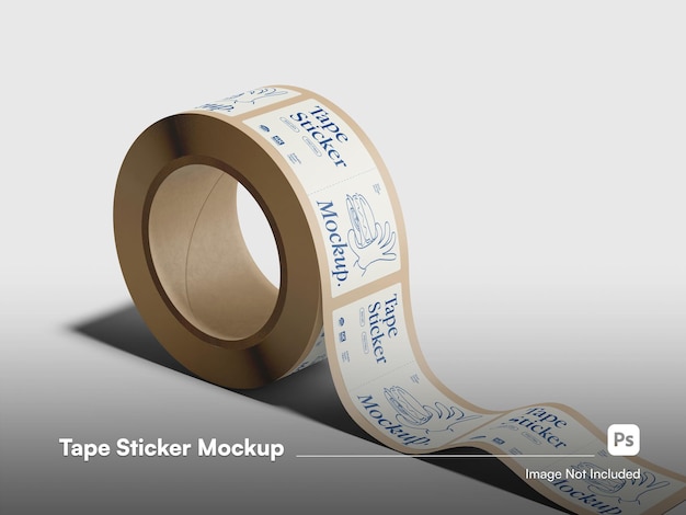 PSD side view realistic isolated adhesive sticker tape mockup