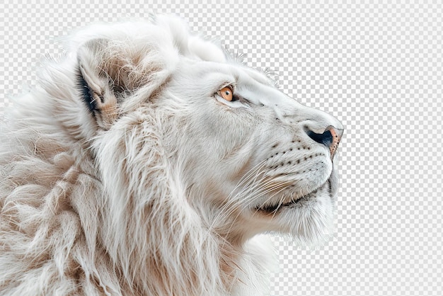 PSD side view white lion head isolated on transparent background generative ai