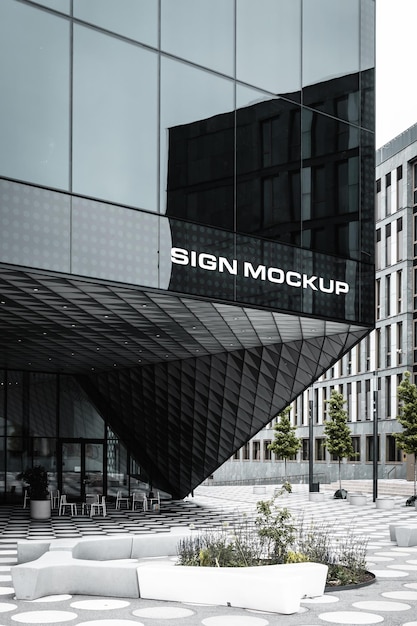 Sign on Corporate Building Mockup